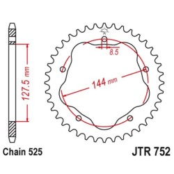Corona JT SPROCKETS acero estándar 752 - Paso 520 - Requiere portacoronas JT SPROCKETS