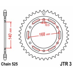 Corona JT 3 de acero con 47 dientes