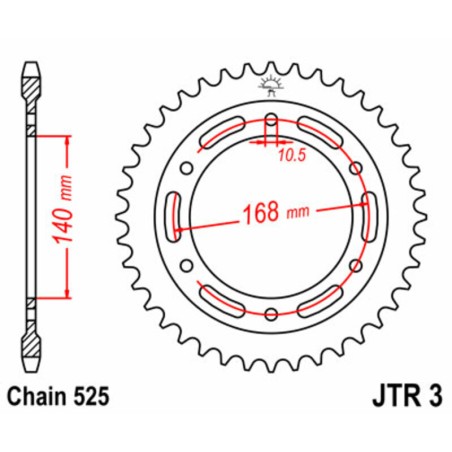 Corona JT 3 de acero con 47 dientes