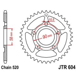 Corona JT 604 de acero con 35 dientes