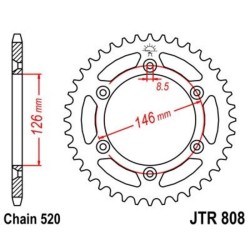 Corona JT 808 de acero con 53 dientes