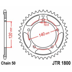 Corona JT SPROCKETS acero estándar 1800 - Paso 530