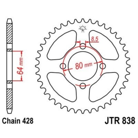 Corona JT 838 de acero con 37 dientes