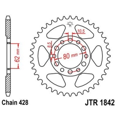 Corona JT 1842 de acero con 45 dientes