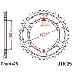 Corona JT SPROCKETS acero estándar 25 - 428