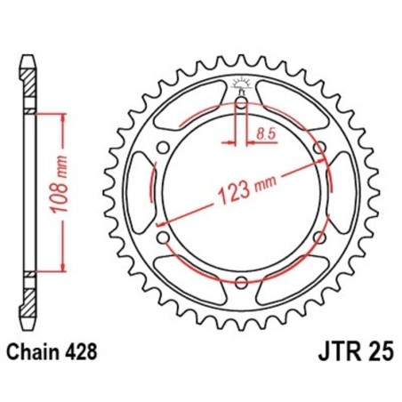 Corona JT 25 de acero con 60 dientes