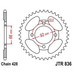 Corona JT 836 de acero con 39 dientes