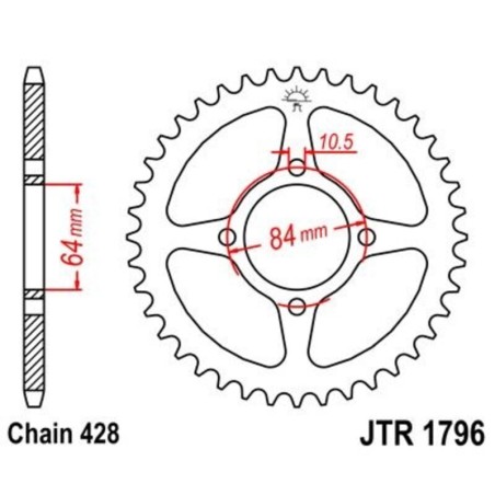 Corona JT 1796 de acero con 49 dientes