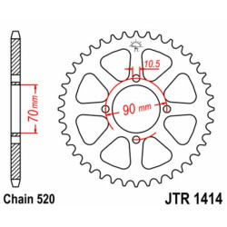 Corona JT SPROCKETS acero estándar 1414 - Paso 520