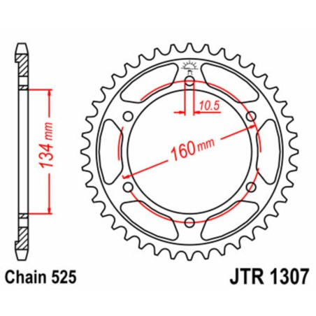 Corona JT 1307 de acero con 41 dientes
