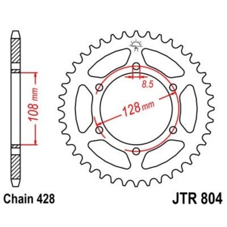 Corona JT 804 de acero con 45 dientes