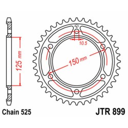Corona JT 899 de acero con 45 dientes