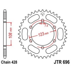 Corona JT 696 de acero con 43 dientes