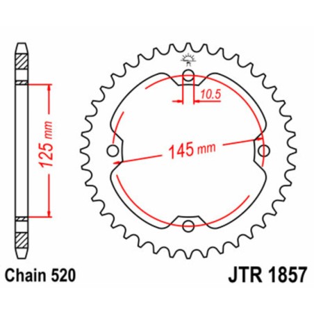 Corona JT SPROCKETS acero estándar 1857 - Paso 520
