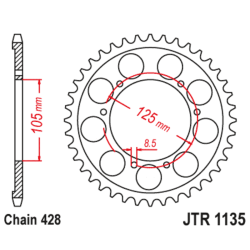 Corona JT SPROCKETS acero estándar 751 - Paso 525