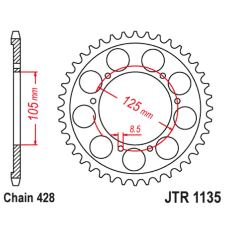 Corona JT SPROCKETS acero estándar 751 - Paso 524