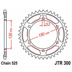 Corona JT 300 de acero con 48 dientes