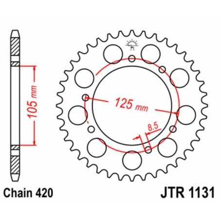 Corona JT SPROCKETS acero estándar 1131 - Paso 420