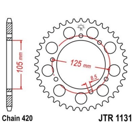 Corona JT 1131 de acero con 45 dientes