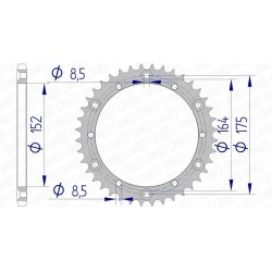 Corona AFAM aluminio 13500 - Paso 520