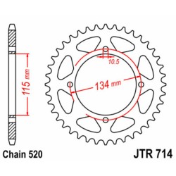 Corona JT SPROCKETS acero estándar 714 - Paso 520