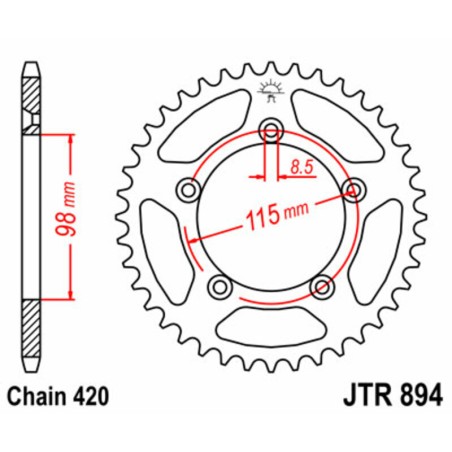 Corona JT SPROCKETS acero estándar 894 - Paso 420