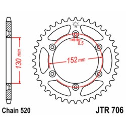 Corona JT SPROCKETS acero estándar 706 - Paso 520
