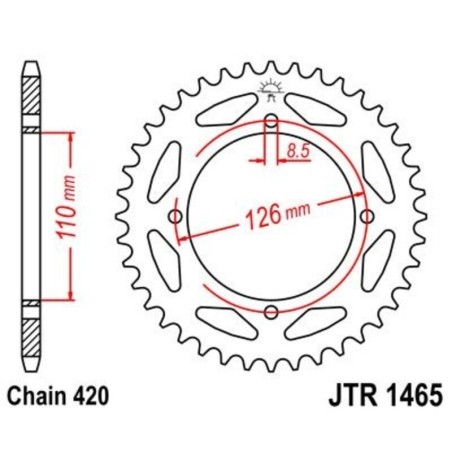 Corona JT SPROCKETS acero estándar 1465 - Paso 420