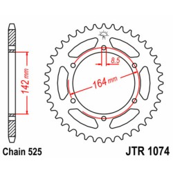 Corona JT SPROCKETS acero estándar 1074 - Paso 525