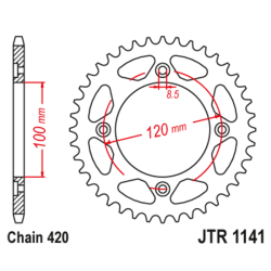 Corona JT SPROCKETS acero estándar 1141 - Paso 420