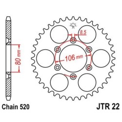 Corona JT 22 de acero con 45 dientes