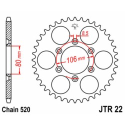 Corona JT 22 de acero con 49 dientes