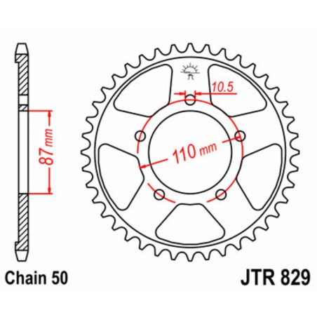 Corona JT 829 de acero con 46 dientes