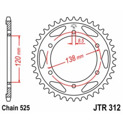 Corona JT SPROCKETS acero estándar 312 - Paso 525