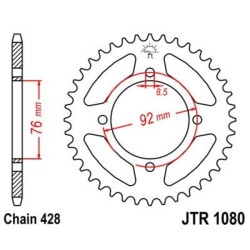 Corona JT 1080 de acero con 39 dientes