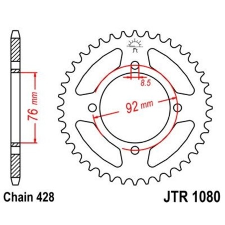 Corona JT 1080 de acero con 39 dientes