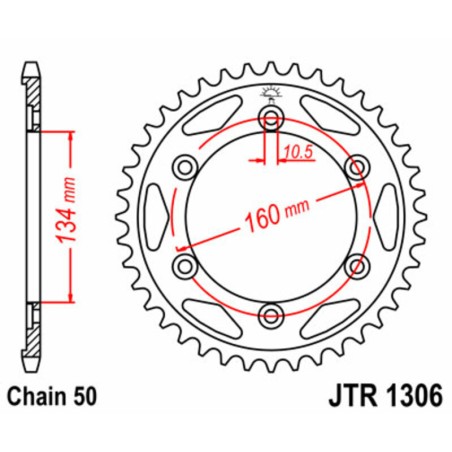 Corona JT SPROCKETS acero estándar 1306 - Paso 530
