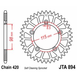Corona JT SPROCKETS aluminio ultraligera autolimpiable 894 - Paso 420