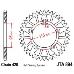 Corona JT 894 de aluminio con 46 dientes