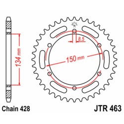 Corona JT SPROCKETS acero estándar 463 - Paso 428