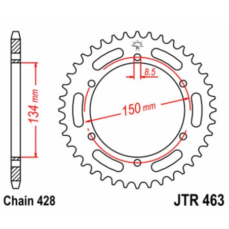Corona JT SPROCKETS acero estándar 463 - Paso 428