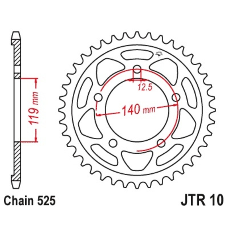 Corona JT 10 de acero con 45 dientes