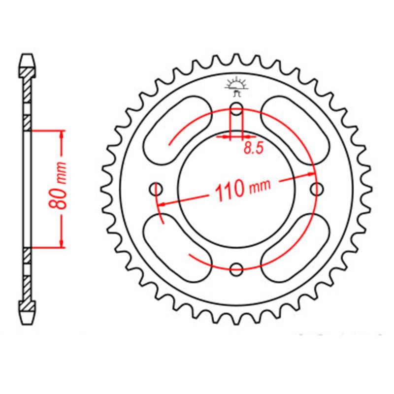 Corona JT SPROCKETS acero estándar 1219 - Paso 428