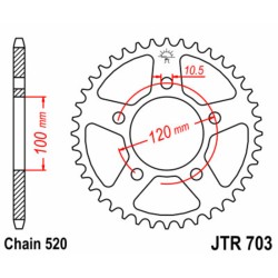 Corona JT SPROCKETS acero estándar 703 - Paso 520