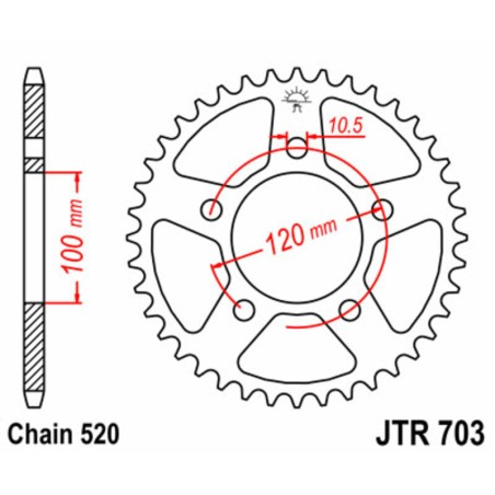 Corona JT SPROCKETS acero estándar 703 - Paso 520