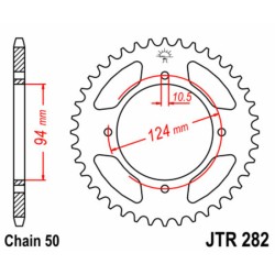 Corona JT SPROCKETS acero estándar 282 - Paso 530