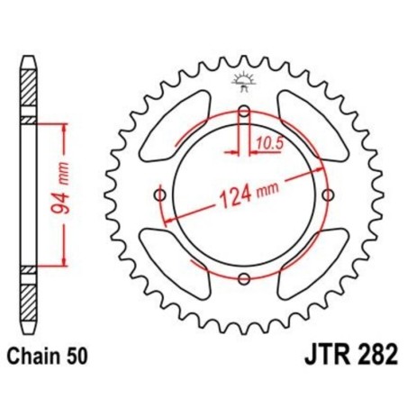 Corona JT 282 de acero con 36 dientes