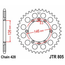 Corona JT SPROCKETS acero estándar 805 - Paso 428