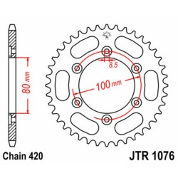 Corona JT SPROCKETS acero estándar 1076 - Paso 420