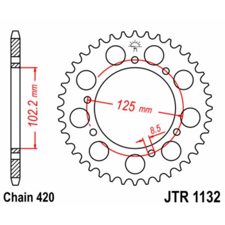 Corona JT SPROCKETS acero estándar 1132 - Paso 420